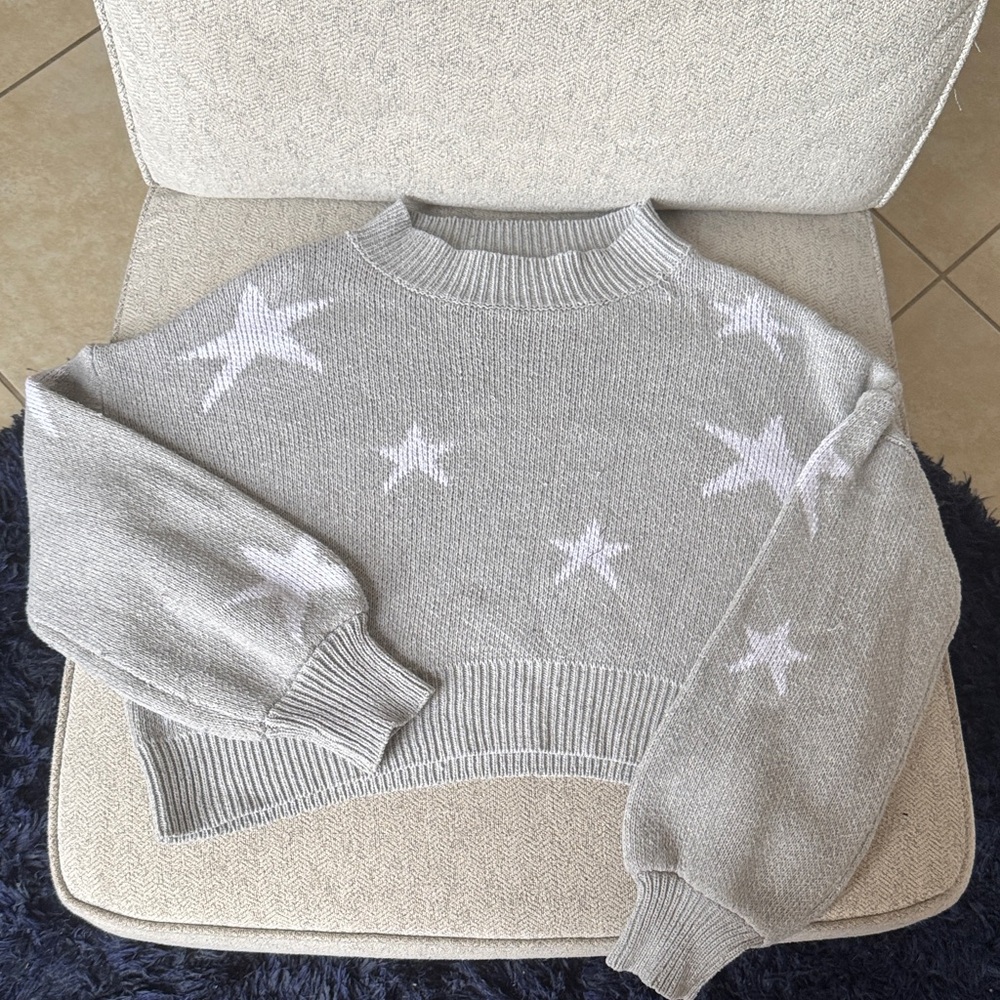 SHEIN Light Gray Star Sweater